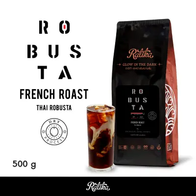 Ratika เมล็ดกาแฟคั่ว Ratika Coffee Robusta : กาแฟราติก้า โรบัสต้าแท้ 100% คั่วเข้ม ขนาด 500 กรัม