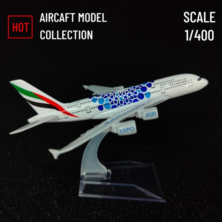 ขนาด1-400เครื่องบินจำลองโลหะ-diecast-fly-emirates-a380-expo-airlines-จำลอง16cm-โบอิ้งเครื่องบินแอร์บัสการบินของเล่นขนาดเล็ก