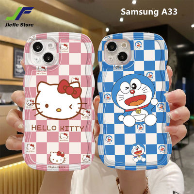 JieFie ใหม่ Hellokitty เคสโทรศัพท์รูปการ์ตูนสำหรับ A33 Samsung น่ารักโดราเอมอนขอบลอน TPU กันกระแทกทันสมัย