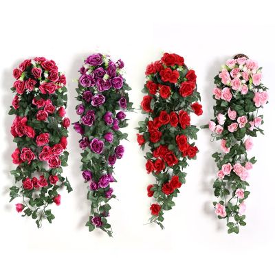 [AYIQ Flower Shop] ดอกไม้แขวนเทียมดอกกุหลาบปลอมสำหรับติดผนังห้องนอนงานแต่งงานและตกแต่งภายในอาคารกลางแจ้งสวน
