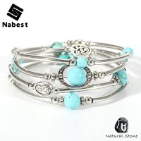 【YF】◐  Men Stone Multilayer Tube Turquoise Tiger Fluorite Onyx Beads Bangle Boho Jewelry