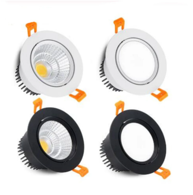 Round Dimmable Recessed LED Downlights 5W 7W 9W 12W 15W 18W COB LED Lights Lamp Spot Lights AC110 220V LED Lamps