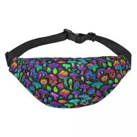 Psychedelic Magic Rainbow Mushrooms Fanny Pack Women Men Mysterious Boho Sling Crossbody Waist Bag for Running Phone Money Pouch Running Belt