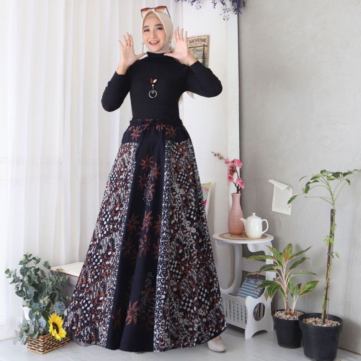 Rok Batik Cap Wayang Seling Wanita Modern Terbaru Super Exculsive Rok Batik Panjang Batik 0632