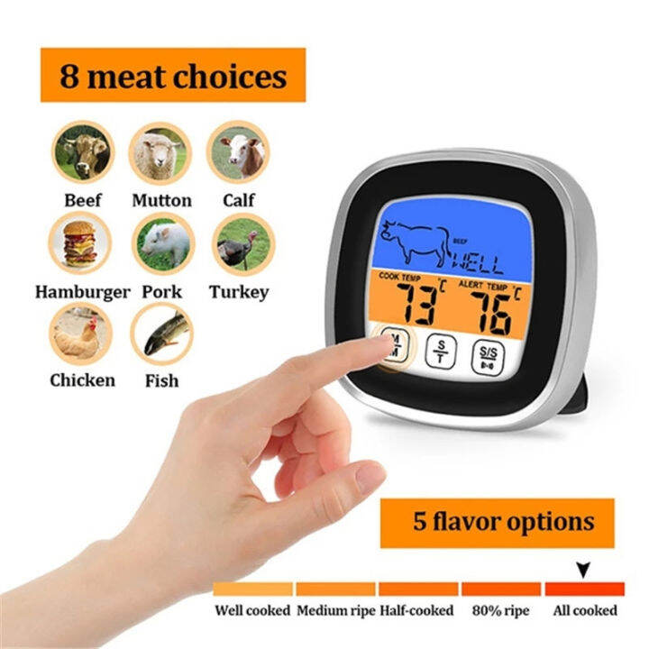 เครื่องวัดอุณหภูมิเตาอบเครื่องวัดอุณหภูมิในครัว-core-temperature-probe-digital-alarm-meat-lcd-digital-food-cooking