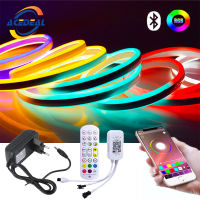 AceDeal 12โวลต์ Dimmable ที่มีความยืดหยุ่นนีออน RGB แถบ1-5เมตร W/ เสียบตาปกป้องหลอดไฟ LED Strip สมาร์ท Wi-Fi บลูทูธควบคุมเข้าสู่ระบบกันน้ำนีออนแสงเทปริบบิ้นกลับแสงตกแต่ง