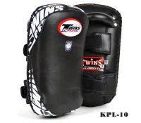 Twins special Curved Kick Pads KPL-10 Black-White ( M,L) for Training MMA K1 เป้าเตะแบบโค้ง ทวินส์สเปเชียล ดำ-ขาว หนังแท้ สำหรับเทรนเนอร์ ในการฝึกซ้อมนักมวย