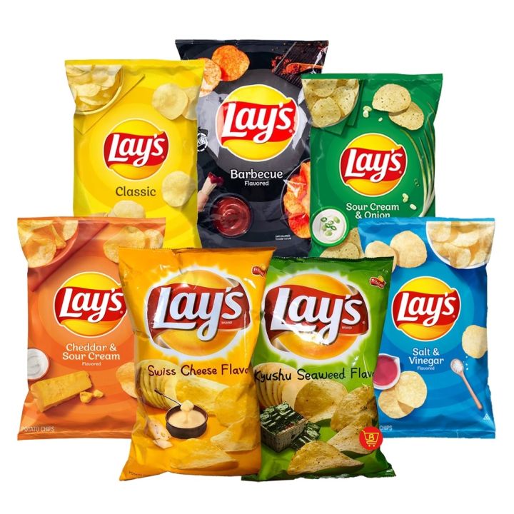 Lay's Potato Chips (Classic Sour Cream Onion BBQ Cheddar Salt Vinegar ...