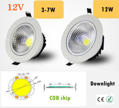 1PCS Super Bright Recessed LED Dimmable Downlight COB 3W 5W 7W 9W LED Spot light LED decoration Ceiling Lamp ACDC 12V