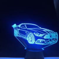 3D LED Night Light Vintage Super Car Action Figure 7 Colors Touch Optical Illusion Table Lamp Home Decoration Model Ceiling Lights