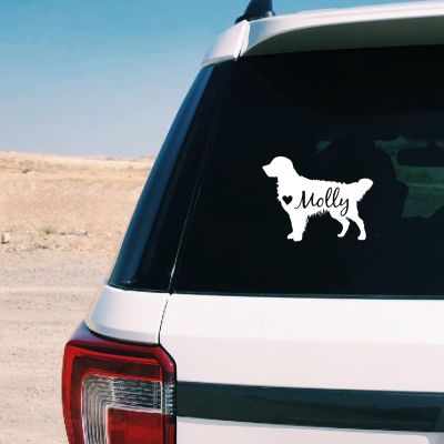Retriever Dog Decals Custom Name Vinyl Sticker Personalized Decal Car Window Laptop