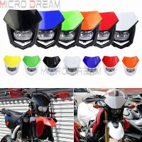 ❁▽ 13 Colors Universal 12V H4 Headlight Fairing Motocross Enduro Supermoto Dirt Bike Head Light Mask For Honda Yamaha Kawasaki