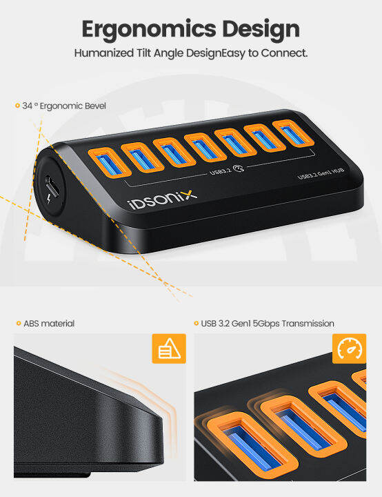 idsonix-ฮับตัวแยก-usb-usb-3-2-10gbps-type-c-อะแดปเตอร์หลายพอร์ต-usb-ฮับแท่นวางมือถือ3-0สำหรับฮับ-pc-แล็ปท็อปแมคบุ๊คพื้นผิว