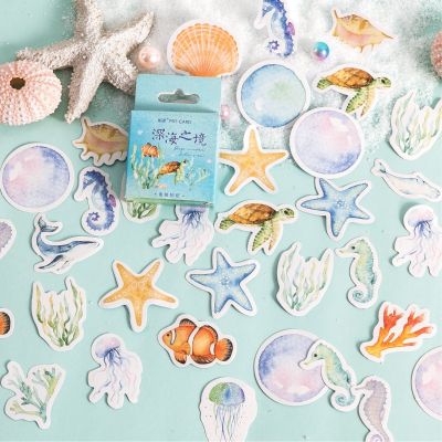 46pcs Deep Sea Realm Decorative Boxed Stickers Cute Animals Scrapbooking Label Diary Stationery Album Phone Journal Planner Stickers Labels