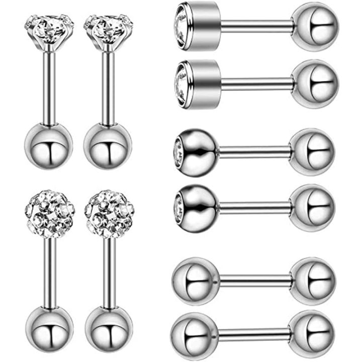 1-5-pairs-stud-earrings-set-316l-stainless-steel-hypoallergenic-ladies-mens-3mm-zircon-cartilage-stud-earrings-steel