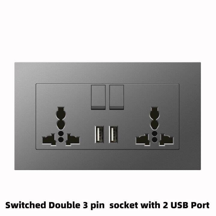 sakelar-listrik-dinding-ใหม่-grey-uk-13a-พร้อม-usb-เต้ารับ-c-18wtype-c-เต้าเสียบหัวชาร์จเร็ว220v-เต้าเสียบคู่5pin-สวิตช์-a