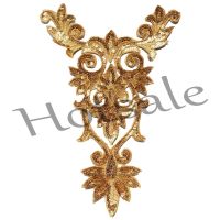 【hot sale】 ❏ B15 Gold Embroidery Sequin Flower Applique Sew Iron On Patch Badge Wedding Bridal Party Dress DIY