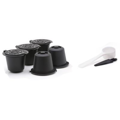 20 Reusable Nespresso Capsules Refillable Coffee Capsule Filter with Nespresso Coffee Machines with Coffee Spoon Brush