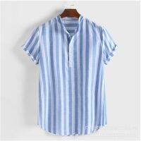 LASGO Summer new mens shirt ebay Amazon hot selling striped shirt beach shirt