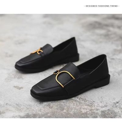 ☂✈☽ Small leather shoes for women British 2023 new versatile shoes black soft leather shoes Lok Fu lazy flat shoes for women
