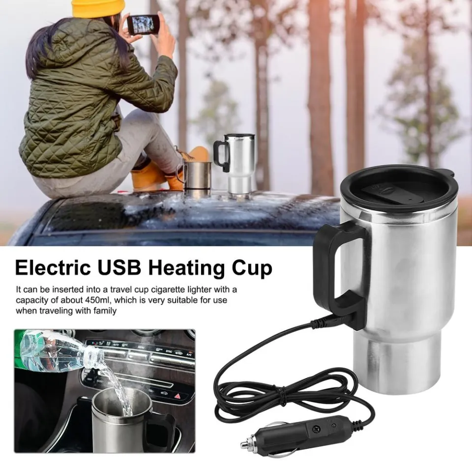 450ml Car 12V24V 90W Thermal Insulation Electric Kettle Water Heater  Heating Cup