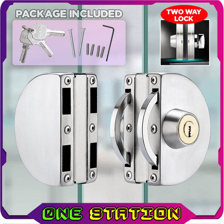 Glass Door Lock With Key Tempered Glass Lockset Office Glass Door Lock ...