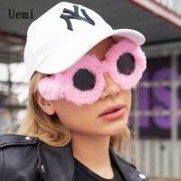 【YF】☈☽  New Fashion Steampunk Oversized Sunglasses Soft Fur Glasses Men UV400 Gradient Goggle Shades Eyewear