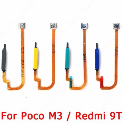 เซ็นเซอร์ลายนิ้วมือดั้งเดิมสําหรับ Xiaomi Redmi 9T Mi Poco M3 ปุ่มโฮมริบบิ้นสายดิ้นเปลี่ยนอะไหล่