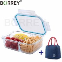 hot【cw】 BORREY Glass Microwave Rectangle With Thermal Compartment Food Storage Bento