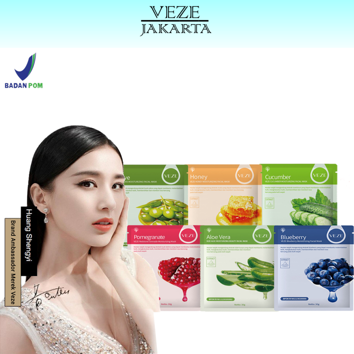 Veze Sheet Mask Korea Masker Wajah Blueberry Aloe Vera Pomegranate
