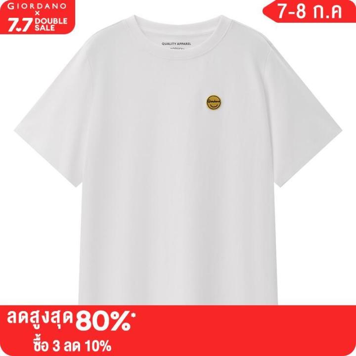 giordano-women-t-shirts-smile-embroidery-cotton-fashion-tee-summer-short-sleeve-solid-color-crewneck-casual-tshirts-05323392