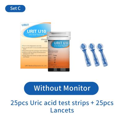 URIT 25/50/100ชิ้น URIT U10/G80การทดสอบระดับน้ำตาลในเลือดแถบกรดยูริคและมีดพับสำหรับเบาหวานระดับน้ำตาลในเลือดและจอภาพกรดยูริค
