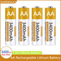 【2023】แบตเตอรี่ AA 1.5V Li-Ion AA แบตเตอรี่แบบชาร์จไฟได้3400MAh AA ไอออนสำหรับเมาส์ควบคุมระยะไกลพัดลมขนาดเล็กของเล่นไฟฟ้า