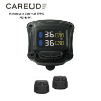 CAREUD M3B-WI รถจักรยานยนต์ภายนอกแบบไร้สาย TPMS รถจักรยานยนต์ระบบตรวจสอบความดันลมยางจอแสดงผล LED ชาร์จ USB กันน้ำ TPMS รถจักรยานยนต์