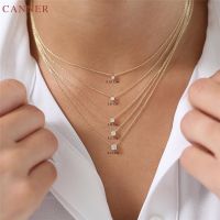 CANNER Delicate Cubic Zirconia Choker Necklace Women 925 Stelring Silver CZ Crystal Necklace Gold Color Chain Necklaces Gift C40