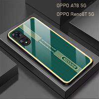 OPPO A78 5G/Reno 8T 5G เคสฝากรอบหลังมือถือป้องกันการกระแทกลายโลหะสำหรับ OPPO กระจกนิรภัยสไตล์แฟชั่น