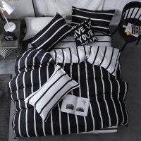 Bonenjoy Black and White Colo Striped Bed Cover Sets SingleTwinDoubleQueenKing Quilt Cover Bed Sheet Pillowcase Bedding Kit