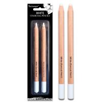 ดินสอถ่านสีขาวแบบมืออาชีพชุดดินสอวาดรูปศิลปะ2ชิ้นแกน6มม. ดินสอสเก็ตช์ภาพสำหรับกระดาษสีดำหรือกระดาษสี
