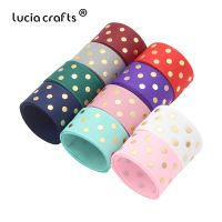 [HOT!] Lucia crafts 5yards/6yards 25mm Grosgrain Dots Printed Ribbons Party Wedding Gift Wrapping Decor DIY Accessories S0505