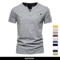 HOT11★ Cal Cotton Mens T Shirts Solid Color Classic V-neck T Shirt Men New Summer High Quality Short Sleeve Top Tees Men