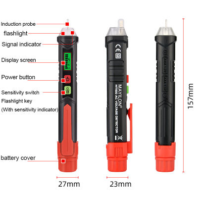 ปากกาตรวจจับแรงดันไฟฟ้าแบบไม่สัมผัสคุณภาพสูง HT100 HT00P HT101หน้าจอ LCD ตัวบ่งชี้การหมุนสามเฟสเครื่องทดสอบแรงดันไฟฟ้า