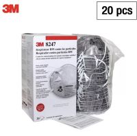 3M™ 8247 หน้ากากรองฝุ่น ละออง กลิ่นเจือจางของไอระเหยสารตัวทำละลาย, R95, 20 ชิ้น/กล่อง