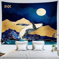 Mountain Art Tapestry Wall Hanging Boho Aesthetic Room Decor Forest Ocean Whale Tapestry Dormit Bedroom Background Decoration