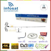 เสาอากาศ INFOSAT 30E + ขางอ+ พุกเหล็ก 4 ตัว + สาย 10 เมตร รับประกัน 1ปี