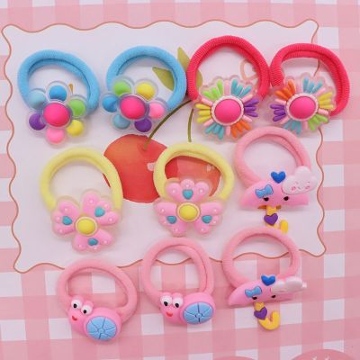 【CW】 2Pcs Snails Umbrella Flowers Rubber Bands Ponytail Holder Headband Hair Rope Accessories Decorations Ties