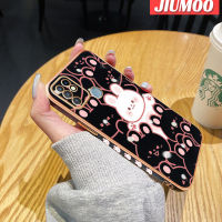 JIUMOO เคสสำหรับ Infinix ร้อน10 X682B เคส X682C การ์ตูนกระต่ายมีความสุขพื้นผิวขอบสี่เหลี่ยมใหม่เคสนิ่มซิลิกาเจลกันกระแทกเคสมือถือรวมทุกฝาครอบป้องกันเลนส์กล้องถ่ายรูป