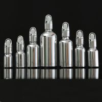 5ML 30ML 100ML Silver Glass Essential Oil Dropper Bottle Cosmetic Packaging Serum Lotion Pump Spray Vial 15Pcshot