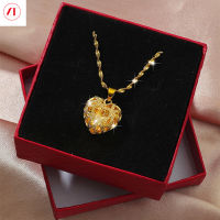 XT Jewellery เกาหลี24K Hollow Heart จี้สร้อยคอแฟชั่นผู้หญิง916 Original Gold Plated