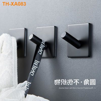 Mega Casa free punching link up with strong adhesive non-trace bathroom towel hook black single hanging