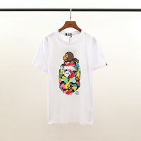 BAPE ผู้ชายและผู้หญิงแฟชั่นลำลองเสื้อยืดแขนสั้น